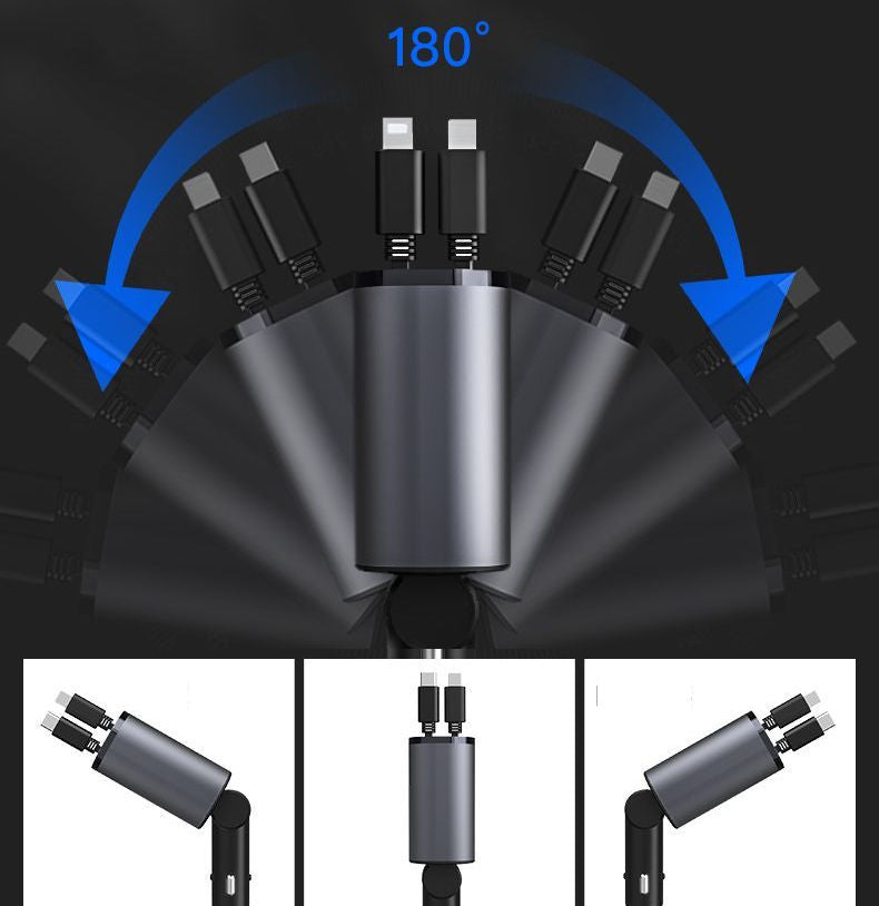 Retractable 4 in 1 Fast Car Charger