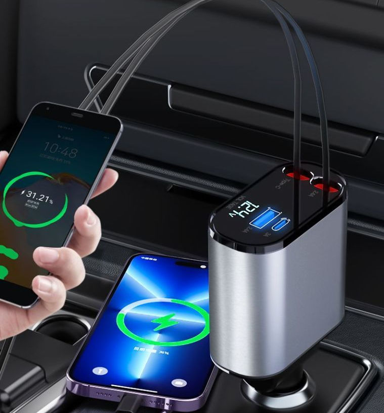 Retractable 4 in 1 Fast Car Charger