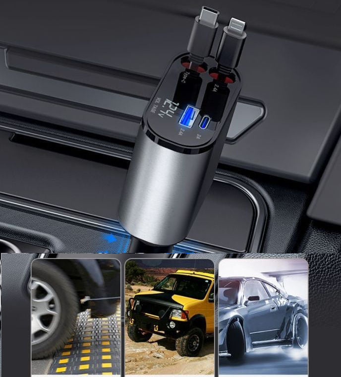 Retractable 4 in 1 Fast Car Charger