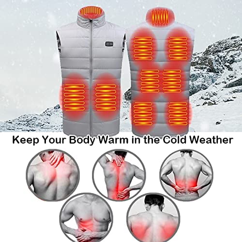 Men & Women's Heated Vest with 3 Heating Levels & 9 Heating Zones, Washable Lightweight Zip Heated Vest
