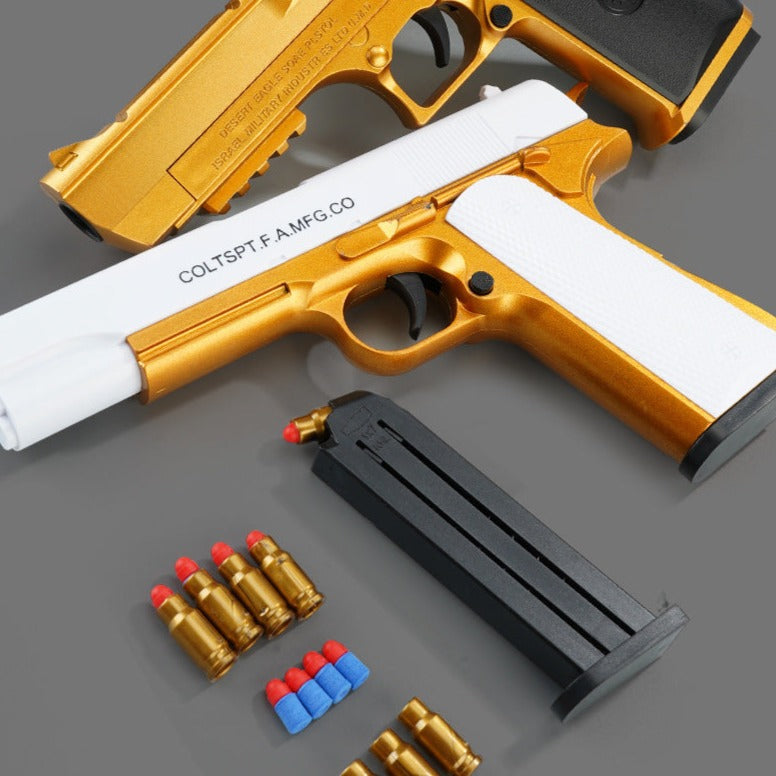 Teanfa Classic Colt 1911 Toy Gun with Soft Bullets, Ejecting Magazine, and  Pull Back Action, 1:1 Replica of an M1911A1 Colt 45 and 5 Extra Bullets