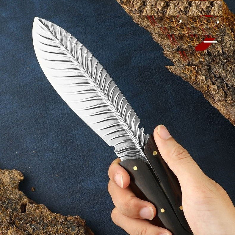 Damascus Steel Feather Pattern Knife