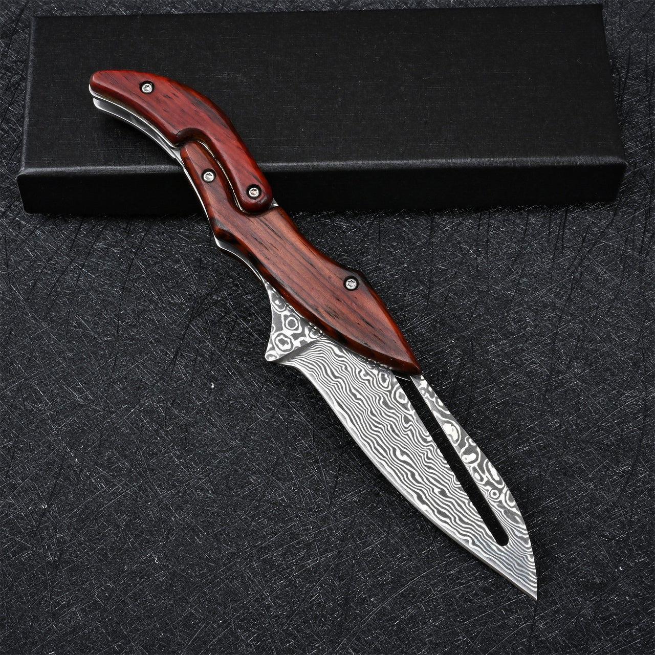 Damascus Mechanical folding knife