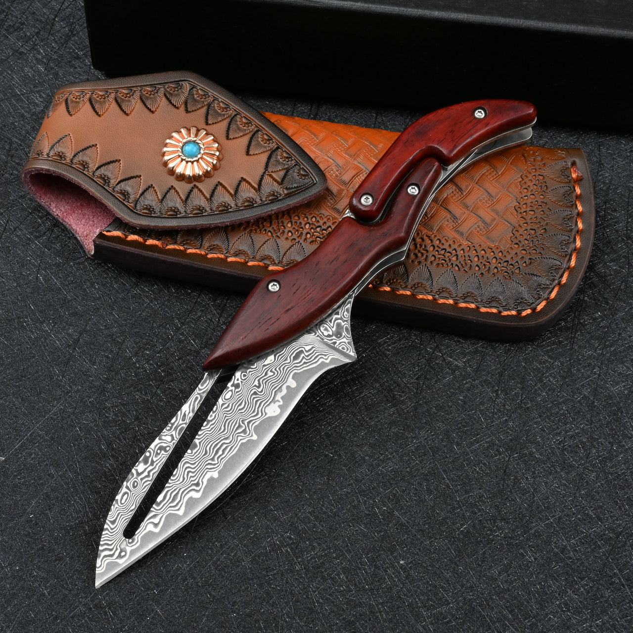 Damascus Mechanical folding knife