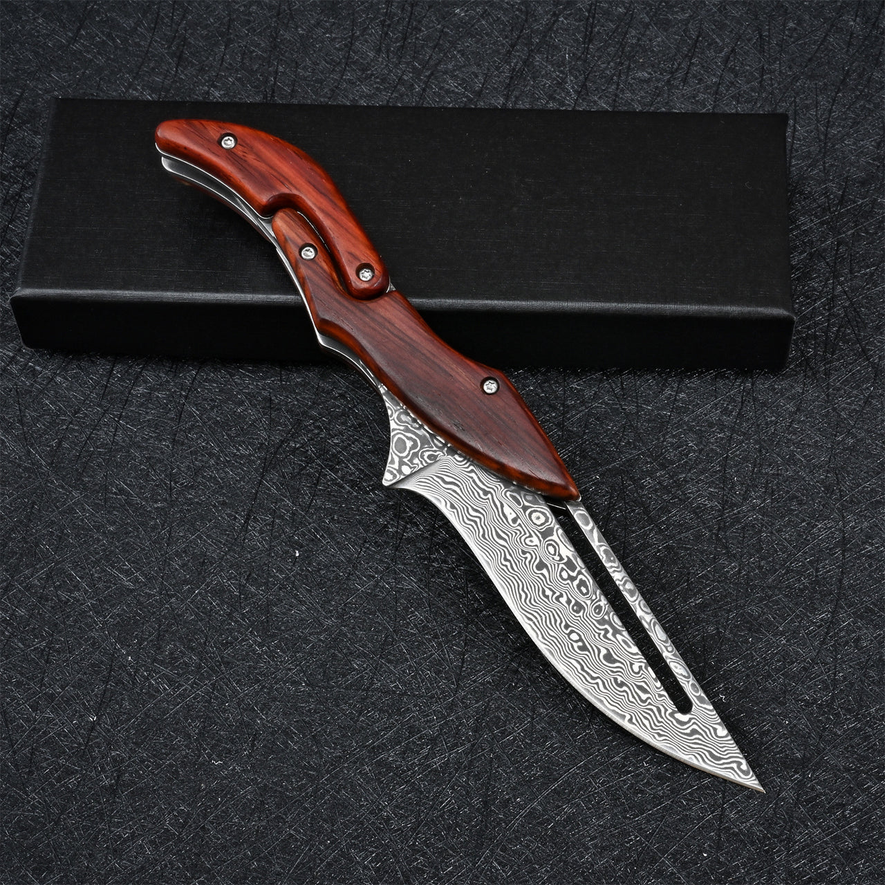 Damascus Mechanical folding knife