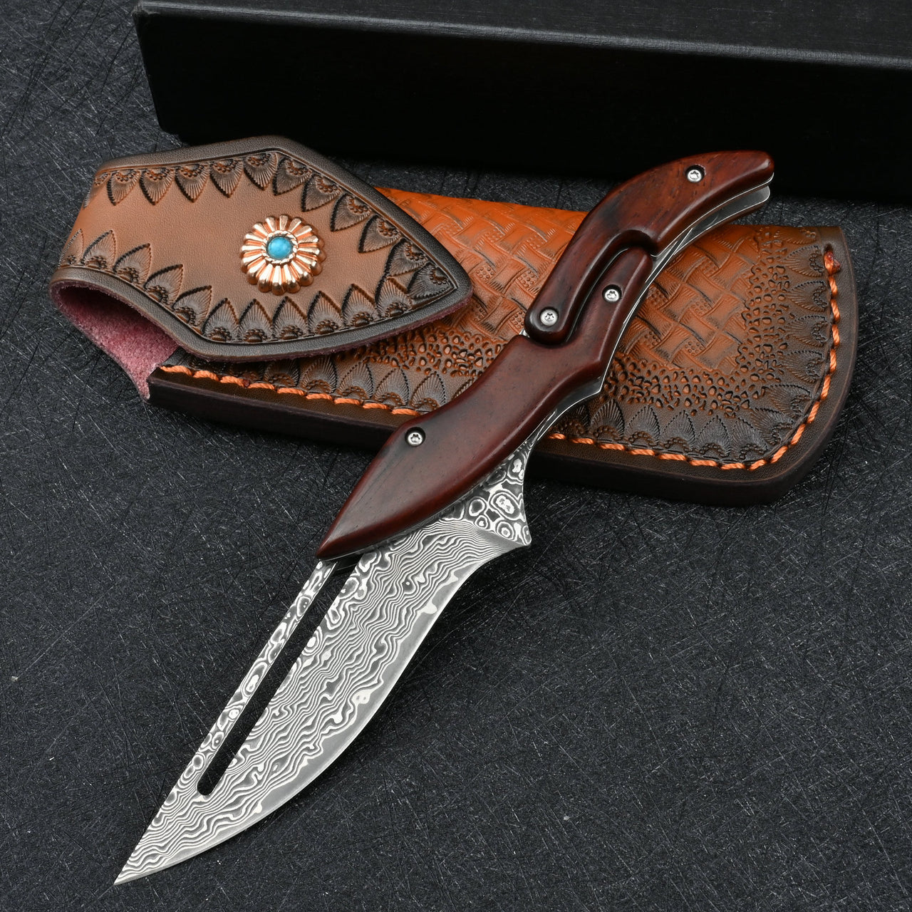 Damascus Mechanical folding knife